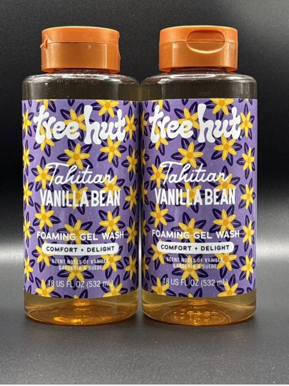 Tree Hut Tahitian Vanilla Bean Foaming Gel Wash 2 Pack 18oz NEW